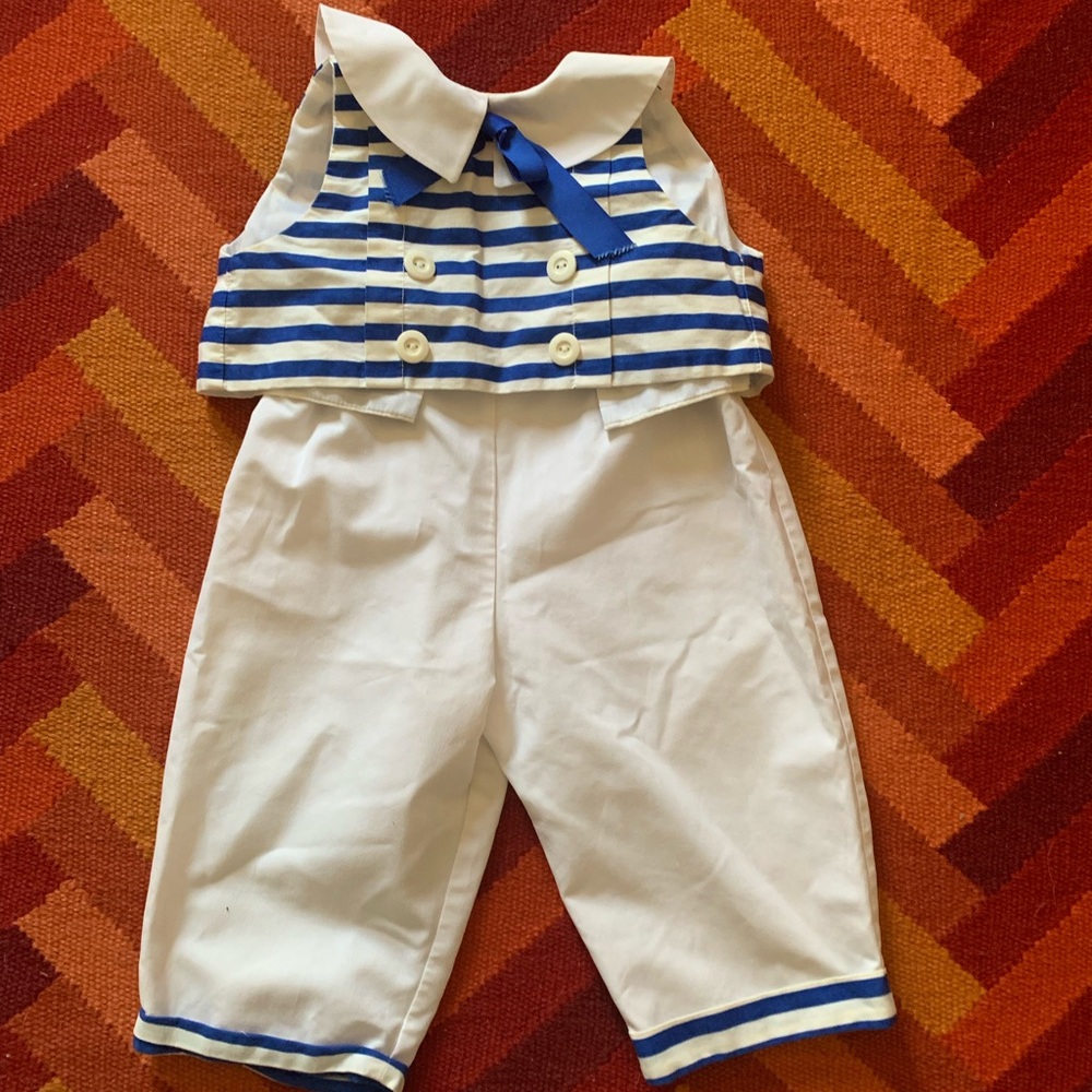 Blue and White Striped Baby Outfit